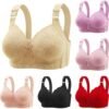 Daisy Bras for Older Women Front Closure Convenient Everyday Bras Mid Buttons Comfortable No Underwire Gathering Bras