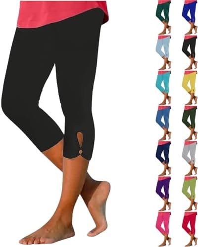 Womens Capris for Summer Dressy Cropped High Waist Yoga Pants Comfy Stretchy Leggings Workout Compression Pants
