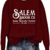 Generic Halloween Sweatshirts for Women 1692 Salem Broom Co Graphic Pullover Crewneck Long Sleeve Shirts 2024 Fall Outfits