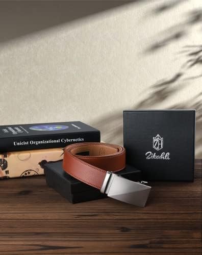 41i8xeeDtfL._AC_.jpg Zitahli Belt Men, Ratchet Belt Dress with 1 3/8" Premium Leather,Slide Belt with Easier Adjustable Automatic Buckle