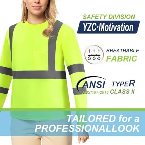 Hi Vis Long Sleeve T Shirts Bulk Safety Fit Work Shirts Construction Shirts for Men 12pcs