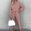 Womens Sweatsuits 2 Piece Set Airport Outfits for Women Crewneck Long Sleeve Sweatshirts Drawstring Pants Tracksuits