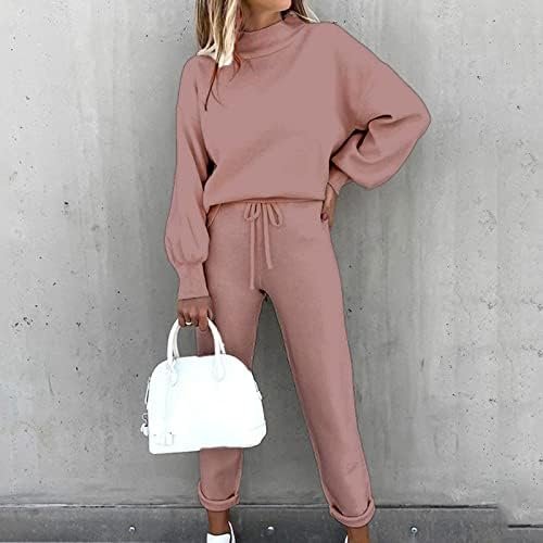 Womens Sweatsuits 2 Piece Set Airport Outfits for Women Crewneck Long Sleeve Sweatshirts Drawstring Pants Tracksuits