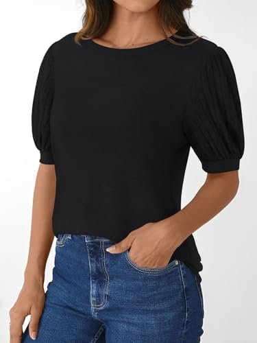 41juyiaxOiL._AC_.jpg LILLUSORY Womens 2025 Summer Sweater Top Short Sleeve Blouses Dressy Casual Shirts Business Tops Cute Vacation Tunic