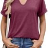 41kb9wYBzUL._AC_.jpg 2025 Womens Summer Tops Short Sleeve V-Neck T Shirts Casual Basic Tees Trendy Clothes