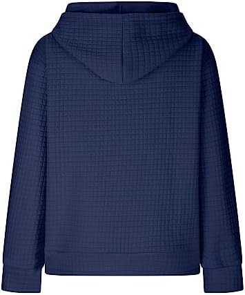 LRMQS Hoodies for Women Trendy Fall Fashion 2024 Waffle Knit Drawstring Pullover Sweatshirts Loose Fit Casual Cute Clothes