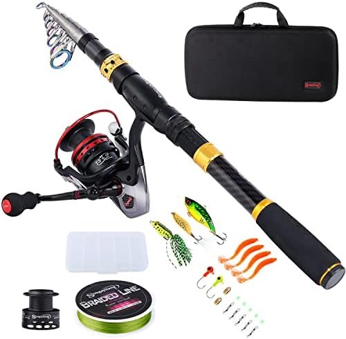 41lLzdwN7wL._AC_.jpg Sougayilang Fishing Rod Reel Combo with Telescopic Fishing Pole Spinning Reel Carrier Bag for Travel Saltwater Freshwater Fishing