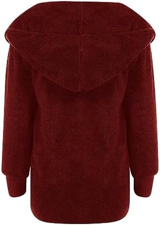 41leeVThvWL._AC_.jpg Women 2023 Fall Winter Fleece Jackets Oversized Long Sleeve Open Front Hooded Sherpa Cardigan Warm Fuzzy Coat Outwear