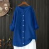 Women's Solid Collared Linen Shirts - 2025 Lightweight Summer Beach Tops, Long Sleeve Boho Button Down Casual Blouses