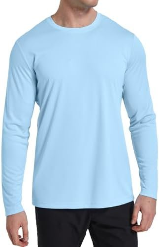 6 Pack Men's Quick Dry Long Sleeve Shirts UPF 50+ UV Sun Protection SPF Shirt Moisture Wicking T-Shirt for Casual Workout