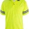 First Class Men's High Visibility Regular Fit Security and Plain Polo Shirt with Reflective Stripes Yellow/Lime ANSI