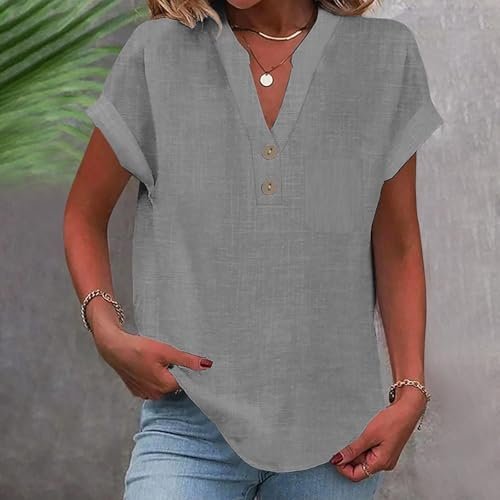 Linen Shirts for Women 2025 Vacation Beach Lightweight Gauze Tops Dressy Casual Loose Fit Comfy Blouse Y2k Tunic