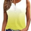 Generic Womens Summer Tank Tops 2024 Fashion Ombre Color Sleeveless V Neck Button Tunic Blouses Casual Loose Basic Tee Shirts