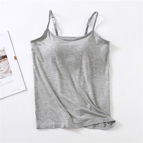 Built in Bra Tank Tops for Women 2024 Summer Casual Adjustable Spaghetti Strap Camisole Plus Size Cotton Workout Top