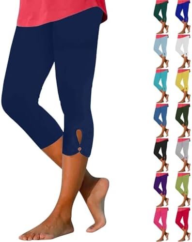 Womens Capris for Summer Dressy Cropped High Waist Yoga Pants Comfy Stretchy Leggings Workout Compression Pants
