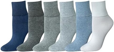 Amazon Essentials Women's Lightweight Turn Cuff Socks, 6 Pairs