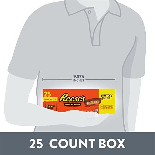 REESE'S Milk Chocolate Snack Size Peanut Butter Cups, Candy Pantry Pack, Halloween Candy, 13.75 oz (25 Pieces)