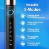 Sonic Electric Toothbrush for Adults and Kids, Comes with 10 Brush Heads & Travel Case, 5 Modes with 2 Minutes Built in Smart Timer, One Charge for 90 Days, 42,000 VPM Motor (Black)