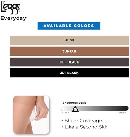 L'eggs Everyday Control Top Sheer Toe Pantyhose for All Day Comfort, 100% Nylon