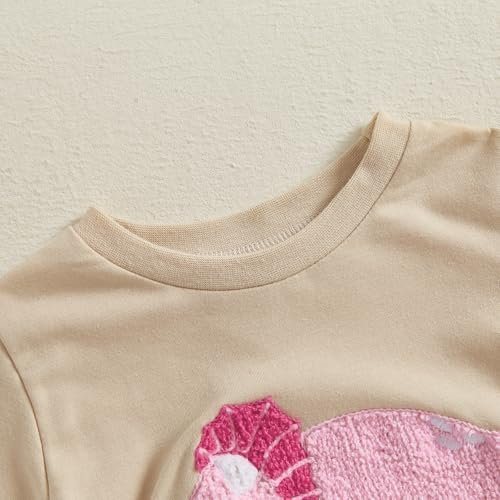 Toddler Baby Girl Summer Clothes Embroidered Letter Graphic Short Sleeve T-Shirt Shirts + Elastic Shorts Set