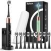Sonic Electric Toothbrush for Adults and Kids, Comes with 10 Brush Heads & Travel Case, 5 Modes with 2 Minutes Built in Smart Timer, One Charge for 90 Days, 42,000 VPM Motor (Black)