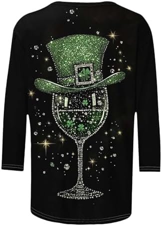 41qrnAW0K-L._AC_.jpg St Patty's Day Shirt Women 2025 Casual Plus Size 3/4 Sleeve Irish Clover Shirts Funny Saint Patrick's Tunic Tops