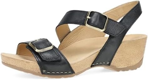 Dansko Trinity Wedge Sandal for Women – Contoured Footbed for All-Day Comfort and Support – Hook & Loop Strap with Buckle Detail – Lightweight Rubber Outsole