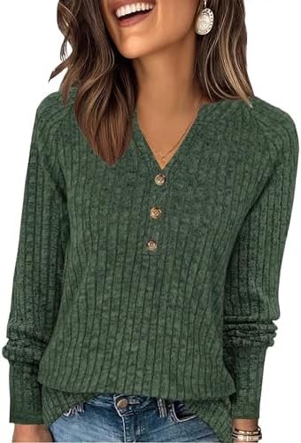 41rIOICsqL._AC_.jpg Womens Sweaters Fashion Long Sleeve Shirts V Neck Pullover Trendy Casual Loose Fit Sweatshirt