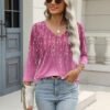 41rLCADZ7gL._AC_.jpg Zeagoo 3/4 Length Sleeve Womens Tops Casual V Neck Shirts Soft Basic Tees Business Work Blouses