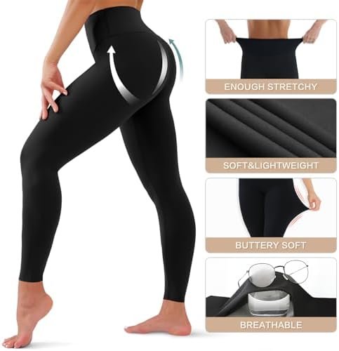 High Waisted Leggings for Women - Tummy Control Yoga Pants for Workout Running Athletic Women's Leggings Plus Size