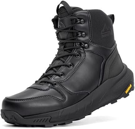 NORTIV 8 Men's Military Tactical Boot Lightweight Comfortable Boots for Work All Day Side Zipper Motorcycle Combat Hiking Boots Metrostrike(8-9 Inches)