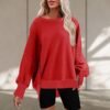SMIDOW Womens Oversized Crewneck Sweatshirts Hoodies Fall 2023 Fashion Warm Y2k Clothes Casual Slit Sloucthy Pullover Tops