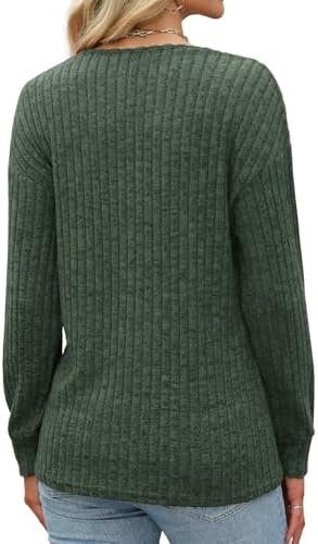 41sqeF7n1FL._AC_.jpg Womens Tops Fall Fashion Sweaters Long Sleeve Shirts V Neck Sweatshirts Casual Loose Winter Clothes 2025