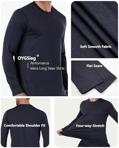 6 Pack Men's Quick Dry Long Sleeve Shirts UPF 50+ UV Sun Protection SPF Shirt Moisture Wicking T-Shirt for Casual Workout