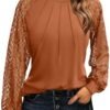 HOTOUCH Womens Lace Short/Long Sleeve Tops Fall Dressy Casual Blouses Business Work Shirts Fashion Clothe Trendy Outfits