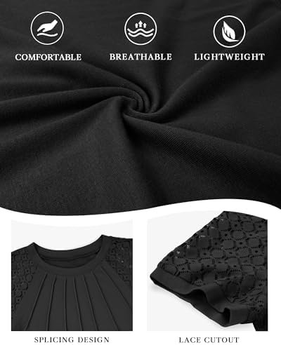 ATHMILE Womens Blouses Business Date Outfits Spring Summer Fall Work Tops Fashion Lace Short Sleeve Casual Shirts 2025