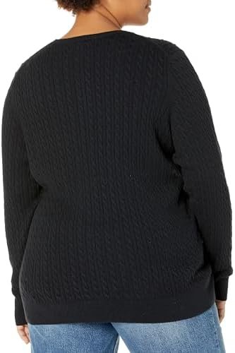 Amazon Essentials Women's Lightweight Long-Sleeve Cable Crewneck Sweater (Available in Plus Size)