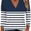 3/4 Length Sleeve Womens Tops Henley Shirts for Women V Neck Summer Trendy Work Clothes Ladies Fashion Outfits S-3XL