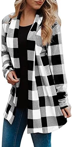 Womens Flannel Cardigan Sweaters Trendy Casual Lightweight Plaid Jacket Loose Long Sleeve Kimono Fashion Fall Outfits