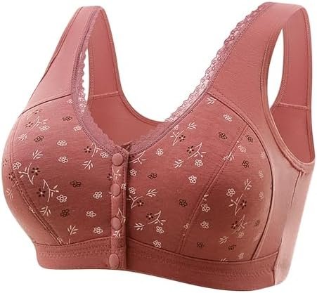 Bras for Older Women Front Closure No Underwire Full Coverage Push up Bra Plus Size Wireless Comfortable Everyday Bra