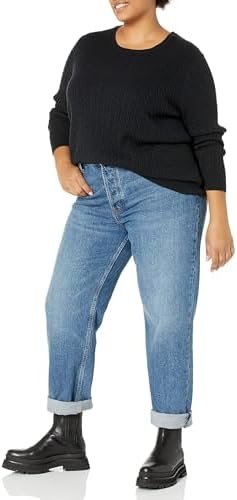 Amazon Essentials Women's Lightweight Long-Sleeve Cable Crewneck Sweater (Available in Plus Size)