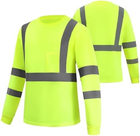 Hi Vis Long Sleeve T Shirts Bulk Safety Fit Work Shirts Construction Shirts for Men 12pcs