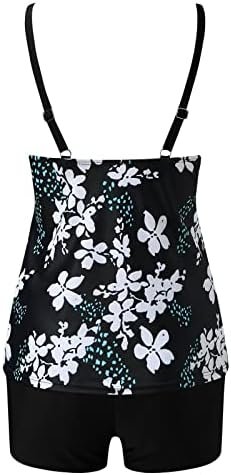 Women's Tankini Swimsuits Floral Print Two Piece Swimsuit Full Coverage Tank Top Tummy Control Bathing Suits