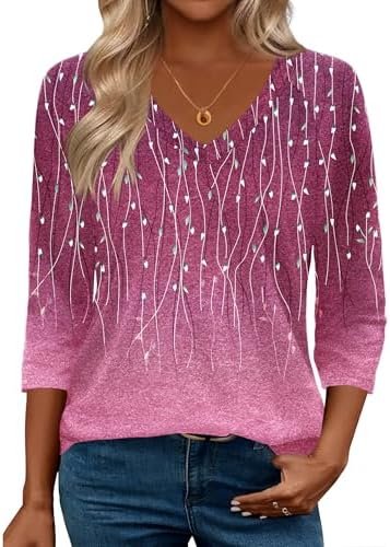 513eLW-ZXL._AC_.jpg Zeagoo 3/4 Length Sleeve Womens Tops Casual V Neck Shirts Soft Basic Tees Business Work Blouses