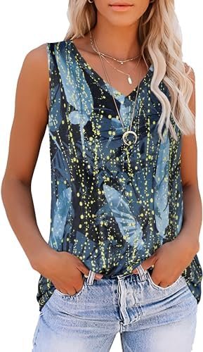510JghUzKYL._AC_.jpg Summer Tops for Women Sleeveless V Neck Tshirt Loose Fit Casual Tank Tunic Blouse
