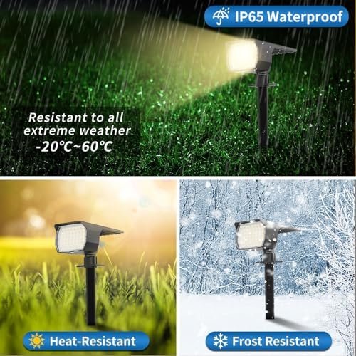 510On9Q0vIL._AC_.jpg Solar Spot Lights Outdoor Waterproof IP65, 12 Pack Landscape Spotlights with 46 LEDs, 3 Modes Auto On/Off Solar Powered Flood Lights for Outside Pathway, Yard, Garden, Walkway (Warm White)