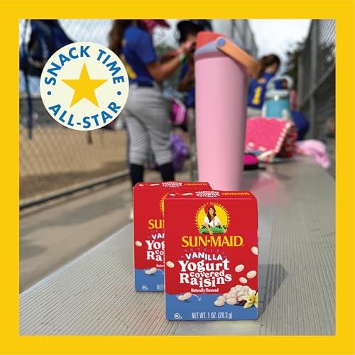 Sun-Maid Vanilla Yogurt Coated Raisins - (6 Pack) 1 oz Snack-Size Box - Yogurt Covered Dried Fruit for Lunches and Back To School Snacks