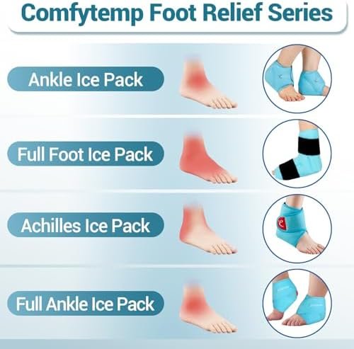 Comfytemp Ankle Ice Pack Wrap for Swelling, Plantar Fasciitis, Foot Pain Relief, FSA Eligible, Gel Packs for Injuries Reusable, Hot Cold Compression for Achilles Tendonitis, Sprain Ankles, Gift, 2 Pcs