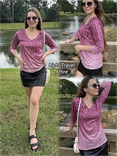 512ebTbJ3HL._AC_.jpg Zeagoo 3/4 Length Sleeve Womens Tops Casual V Neck Shirts Soft Basic Tees Business Work Blouses