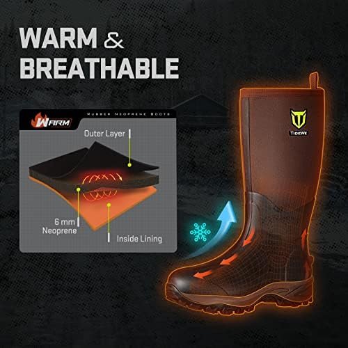 513G7qRDJiL._AC_.jpg TIDEWE Rubber Neoprene Boots Men And Women, Waterproof Sturdy 6mm Neoprene Boot, Rain Boot Hunting Boot Arctic Outdoor Boot(Black, Brown & Next Camo G2)